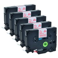 GREENCYCLE 5PK Adhesive Red on White Label Tape Compatible for Brother TZE-232 TZe232 TZ232,1/2 Inch,PT-H100 Labeling Maker