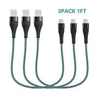 Short USB Type C Cable,Yostyle 1FT 3Pack Nylon Braided USB A to C Fast Charging & Data Sync Cord for Samsung Galaxy S10/ S9 / S9+ / S8 / S8+ / Note 8,LG V20 G5 G6, Pixel,MacBook, Nintendo Switch