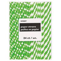 Lime Green Polka Dot & Striped Paper Straws, 24ct