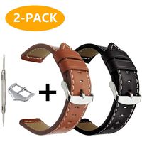 OTOPO for 22mm Quick Release Leather Band,Compatible with Galaxy Watch 46mm and Gear s3 Watches/Ticwatch S2/E2/Ticwatch Pro Wrist Bands for Women Men Smartwatch (Black+Brown, 22mm)
