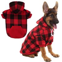 KOOLTAIL Plaid Dog Hoodie for Medium Dogs Pet Clothes, Red M