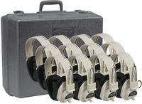 Califone 2924AVPS-12 Classroom Pack of Twelve Deluxe Stereo Headphones, Rugged polypropylene headstrap and ABS plastic earcups hold up to continued usage in high-use settings