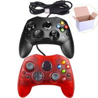 Mekela Classic Wired Controller Gamepad Joysticks for Xbox S Type Console (Black and ClearRed)