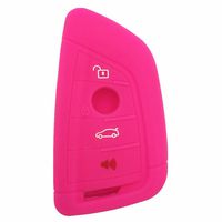 Ezzy Auto Hot Pink 4 Buttons Silicone Rubber Key Fob Case Key Cover Key Jacket Skin Protector fit for 2014 2015 BMW X5 BMW X6 SMART Key