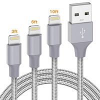 iPhone Charger Apple Certified - Marchpower Lightning Cable 3Pack 3ft 6ft 10ft Nylon Braided USB Fast Charging Cord Compatible with iPhone 11 Pro X Xs Max XR 8 7 6 Plus iPad Pro Airpods and More, Gray