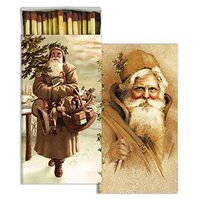 HomArt Large Decorative Father Christmas Santa Candle and Fireplace Wood Matches (Set of 12)