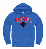 Campus Colors NCAA Adult Arch & Logo Gameday Hooded Sweatshirt (DePaul Blue Demons - Royal, Large)