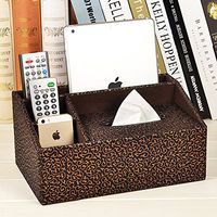 T-ZJHC Multi-Function Tissue Box Desktop Living Room Coffee Table Storage Box Remote Control, Black Gold Flower