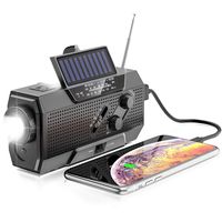 SEEKONE Emergency Solar Hand Crank Portable Radio, NOAA Weather Radio with AM/FM, SOS Alarm, Flashlight, Reading Lamp, USB Charger and 2000mAh Power Bank (Black)
