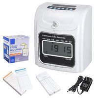 Instahibit Attendance Punch Time Clock Payroll Recorder LCD Display and Document Stamp for Employees with 100 Cards