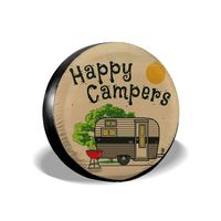 HAINANBOY Happy Camper Spare Tire Covers Potable Corrosion Wheel Covers Weather-Proof for Jeep Trailer RV SUV Truck Camper Travel Trailer Accessories 14 15 16 17 Inch