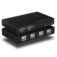 KVM USB Synchronous Switch Controller Keyboard Mouse,4 Port USB 2.0 Sharing Switcher,for Multiple PC Game Control with Cables