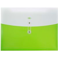 JAM PAPER Plastic Envelopes with Button & String Tie Closure - Letter Booklet - 9 3/4 x 13 - Two-Tone Lime Green - 12/Pack
