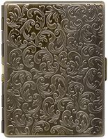 Antique Gold Victorian Print Compact (9 100s) Metal-Plated Cigarette Case & Stash Box