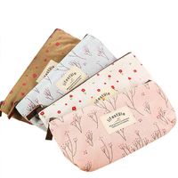 Rolybag Cute Floral Flower Canvas Zipper Pencil Cases, Multi-functional Cosmetic Makeup Bag lovely Flower Tree Fabric Coin Purse (4 Pcs)