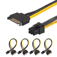 J&D 4-Pack SATA 15 Pin to 6 Pin PCI Express (PCIe) Graphics Video Card Power Cable Adapter (20 cm)