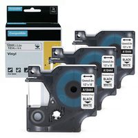 Replace for DYMO Rhino Label 18444, Vinyl Industrial Label Tape Compatible with DYMO Rhino 4200 5200 Label Maker, Black on White, 1/2 inch x 18 Feet，3-Pack