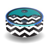 MightySkins Skin Compatible with Amazon Echo Dot (2nd Gen) - Teal Chevron | Protective, Durable, and Unique Vinyl Decal wrap Cover | Easy to Apply, Remove, and Change Styles | Made in The USA