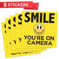 Smile Your On Camera - Security Signs - Includes (5) 10x10 Stickers - Security Stickers - Home Security - Video Surveillance Signs - Vandalism Robbery & Theft Prevention
