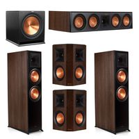 Klipsch 5.1.2 Walnut System - 2 RP-8060FA Dolby Atmos Speakers, 1 RP-504C, 2 RP-502S Speakers, 1 R-115SW