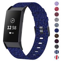 NANW Woven Bands Compatible with Fitbit Charge 3 Bands/Charge 3 SE, Soft Breathable Fabric Replacement Wristbands Strap Sports Accessories for Women Men, Large Small