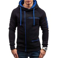 Mens Hoodies Pervobs Sweatshirts Autumn Long Sleeve Full Zipper Drawstring Hoodies Thicken Pullover Coat with Pocket(XL, Black B)