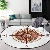 RUGSMAT Compass Round Rug,Windrose Design with Calming Colors The Face of The Moon in The Middle Art Carpet Door Pad for Bedroom/Living Room/Balcony/Kitchen Mat,Round-51 Inch Ivory Sand Brown