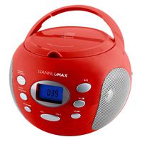HANNLOMAX HX-305CD Portable CD Player, PLL FM Radio, Bluetooth, LCD Display, Aux-in, AC/DC Power Source (Red)