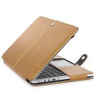 15.4 inch Macbook Pro Luxury PU Leather Case INorton Ultra Slim Lightweight Full-Body Protective Cover for Apple Pro 15.4 Gold