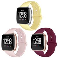 Kmasic Sport Band Compatible Versa/Versa Lite Edition 3 Pack, Soft Silicone Strap Replacement Wristband Compatible Versa Smart Fitness Watch, Large Small