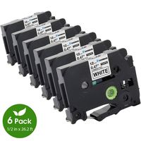 COLORWING 12mm 0.47" Black on White Laminated Tape Compatible TZe-231 Ptouch 1/2 inch TZ Label Tape Replacement for Brother P-Touch PTD210 PTD400 PTH110 Label Maker, 6-Pack