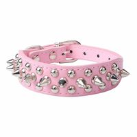 Axchongery Pet Collars, Adjustable Dog Rivet Spiked Studded Neck Strap Puppy Necklace (Pink, 3XS = 2.5cm25cm)
