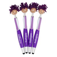Live Happy Mop Topper Screen Cleaner Stylus Pens - Fun Pens For Kids and Adults (4-Pack of Pens with Black Ink) (Purple)