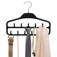 Belt Hanger Rack Holder, Sturdy Belt Organizer with 360 Degree Swivel, 11 Large Belt Hooks for Closet, Non Slip Rubberized Belts Storage, Black