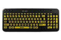 ENGLISH US LARGE LETTERING KEYBOARD STICKERS (UPPER CASE) ON YELLOW BACKGROUND