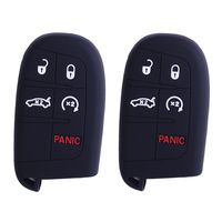 2pcs XUHANG Sillicone key fob Skin key Cover Remote Case Protector Shell for Jeep Grand Cherokee Chrysler 300 Dodge Durango Charger Challenger Journey smart remote 5 button black