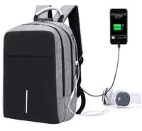 KONCEPPT Business Travel Backpack Waterproof Anti-Thief Laptop Backpack USB Charging Port Fits 15.6 Inch Notebook (Grey)