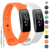 GVFM Compatible with Fitbit Inspire/Inspire HR Bands, Adjustable Soft Silicone Bracelet Accessories Sport Strap for Women Men Wristbands (Large, 2-Orange and White)