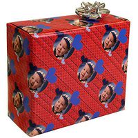 Valentine's Day Personalized Photo Gift Wrapping Paper (4 Foot Roll, Blue Hearts)