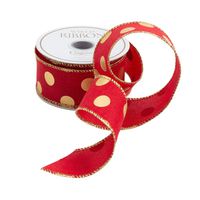 Caspari Red & Gold Dots Ribbon - Three 18 Ft. Spools
