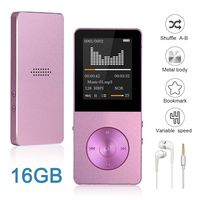 Mp3 Player, Widon 16GB Mp4 Player up to 64GB Metal Body Built-in Speaker Headphones Shuffle A-B Playback Bookmark - FM Radio Voice Recorder Gift for Kids Language Learning Pink3