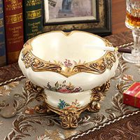 T-ZJHC European Paper Tray Living Room Coffee Table Remote Control Storage Box Bedroom Multi-Purpose Tissue Box, high Foot Ashtray