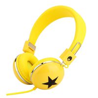 Rockpapa Star On Ear Headphones Foldable, Adjustable Headband for Kids Childrens Boys Girls Adults, iPhone iPod iPad Smartphones Tablets Computer DVD Yellow