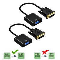 Friencity 1080P DVI to VGA Converter Adapter for Monitor, Male to Female Active DVI-D Link 24+1 to VGA for Computer, Desktop, Laptop, PC, Projector, HDTV with Video Cable 2pcs