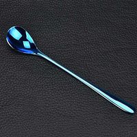 Sacow Long Handle Spoon, Stainless Steel Round Spoons Ice Cream Cocktail Tea Spoons Coffee Soup Spoons 20cm (B)
