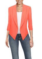 Womens Casual Work Office Open Front Blazer JK1133X NEON Coral 2X