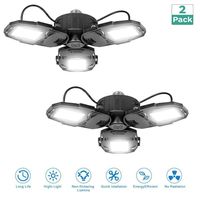 2 Pack 80W LED Garage Lights, Deformable Garage Light with 3 Adjustable Wings, 8000LM, E26 LED Shop Light, Barn Light, High Bay Light, Ceiling Lighting Fixture for Warehouse (No Motion Detection)