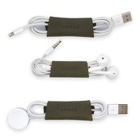 Andar Cord Burritos - Cable Organizer Leather Wraps for Tech Accessories - Three Pack (Olive Gray)