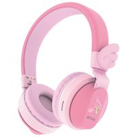 Kids Headphones, Riwbox BT05 Wings Foldable Headphones Wireless Bluetooth Over Ear 85dB/103db Volume Control Wireless Headphones with Mic/TF Card Compatible for iPad/iPhone/PC/Kindle (Pink)