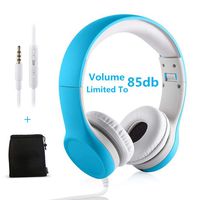 Kids Headphones Volume Limiting Yusonic Ear Foldable Small Kid Headphones Toddlers headsets for School Boys Girls Children ipad Compatible （Light Blue）